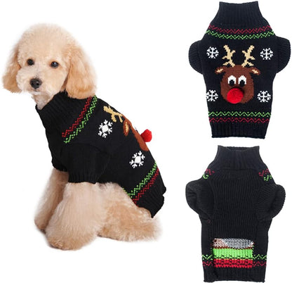 Rudolph the Red Nosed Reindeer Sweater Pet Holiday Clothes Cat Sweater Dog Sweater Winter Clothing Teddy Poodle Autumn Winter Clothes Dog Clothes (Red Nose, Xx-Small)