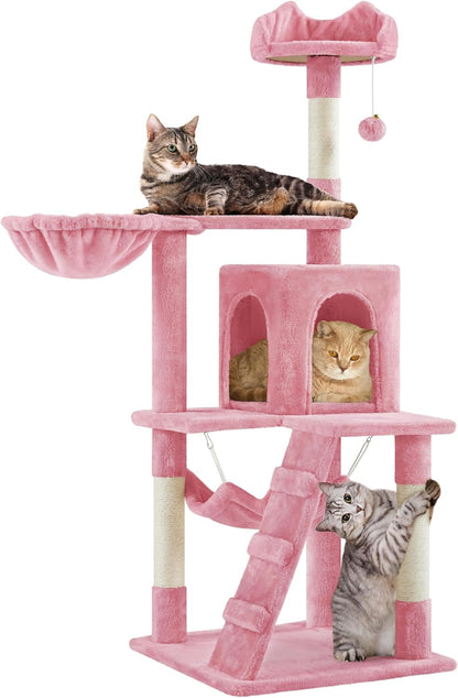 54In Cat Tree Cat Tower as Activity Center, Indoor Cats and Kittens Playing House with Funny Hammock Basket Scratching Post