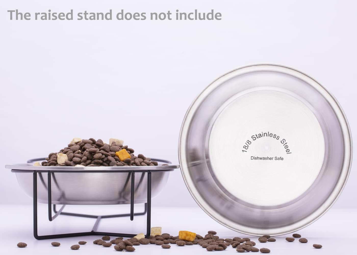 Stainless Steel Cat Bowls, Whisker Fatigue Relief Cat Food Dish, Metal Shallow Wide Large Replacement Plate for Dog and Pet, Ideal for Raised Elevated Pet Feeding Station Stand