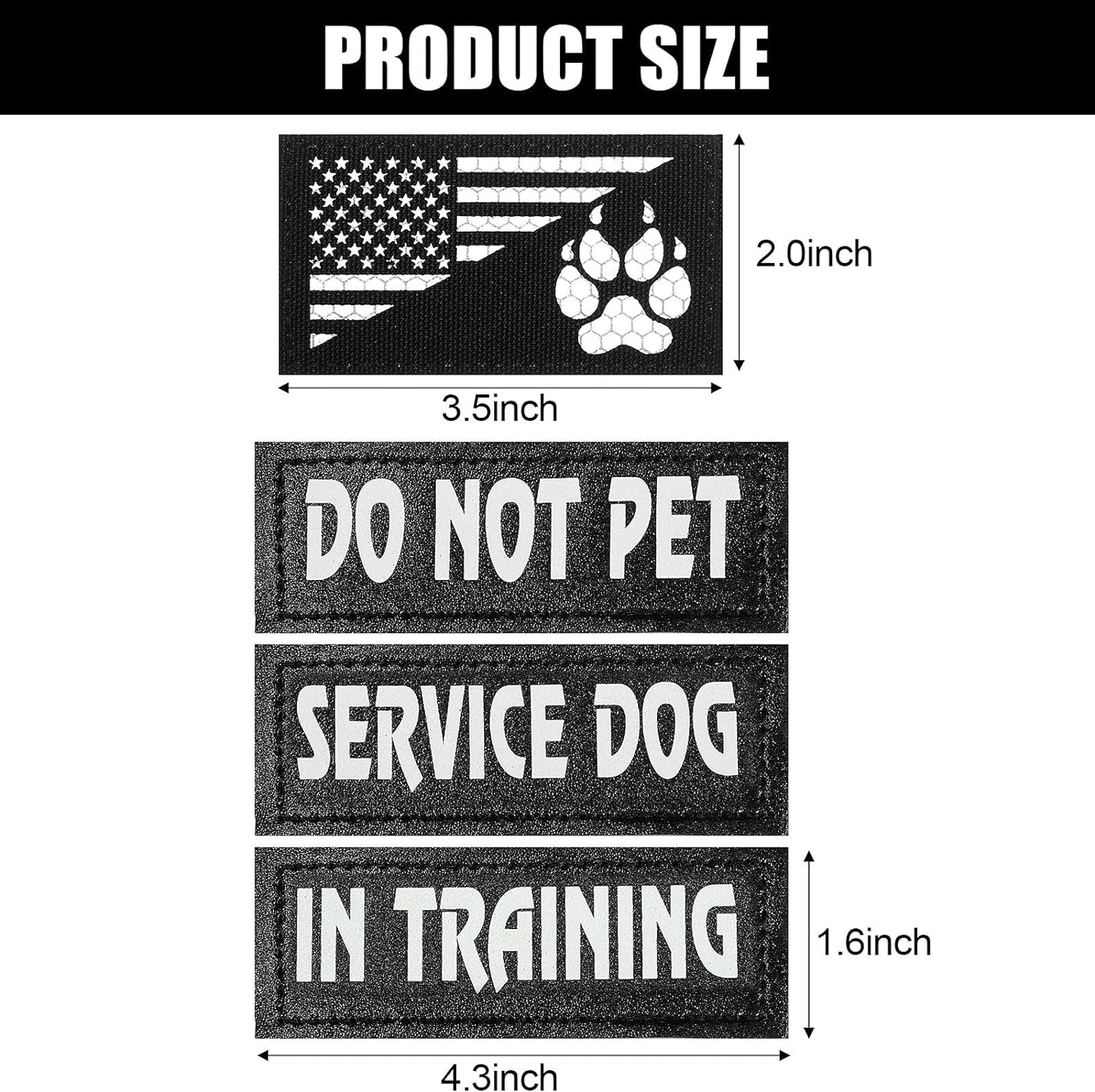 8 Pieces Reflective Service Dog Vest Patches Do Not Pet in Training Harness Removable Tactical Dog Vest Patches with Printed Paw(Classic Patterns,4.3 X 1.6 Inch)