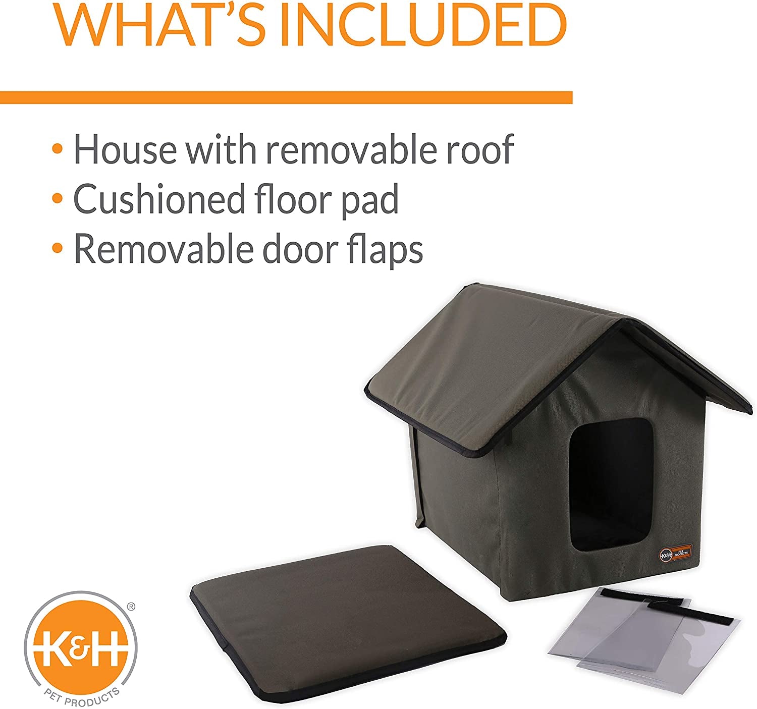 Outdoor Cat House for outside Pets, Weatherproof Outdoor Cat House for Ferals, Insulated Kitty Shelter, 2 Doors, Waterproof Removable Floor Pad, Unheated - Olive/Olive