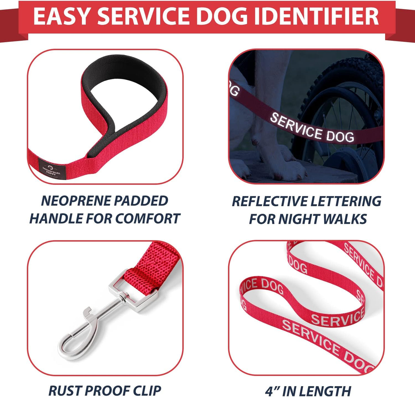 Service Dog Vest with Hook and Loop Straps & Matching Leash Set - Harnesses from XXS to XXL - Service Dog Harness Features Reflective Patch and Comfortable Mesh Design (Red, Small)