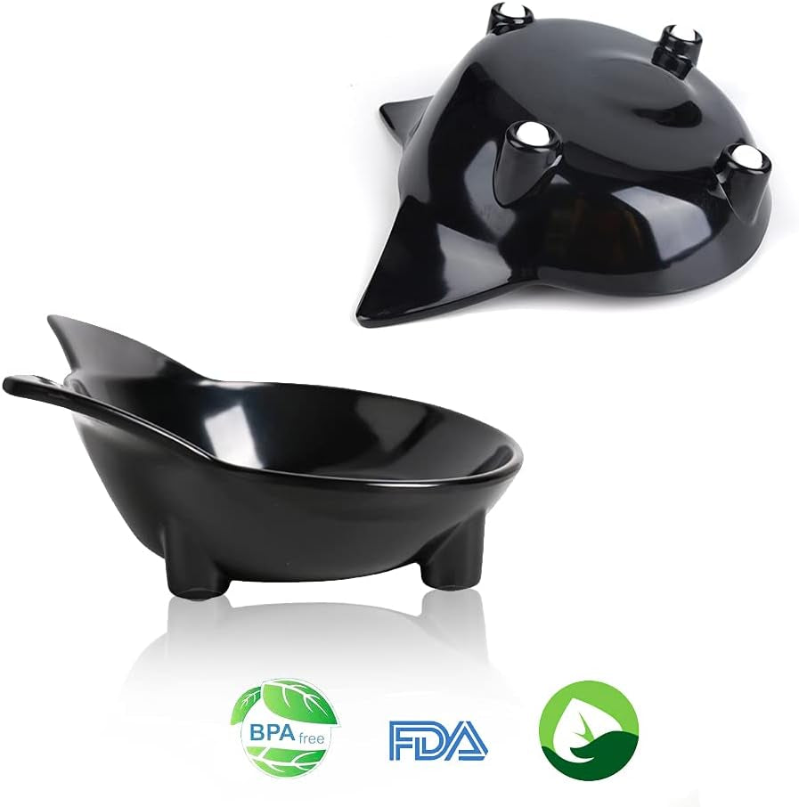 Non-Slip Cat Food Dish - Shallow Bowls for Stress Relief & Preventing Vomiting - Wide for Cats & Small Animals