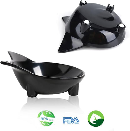 Non-Slip Cat Food Dish - Shallow Bowls for Stress Relief & Preventing Vomiting - Wide for Cats & Small Animals