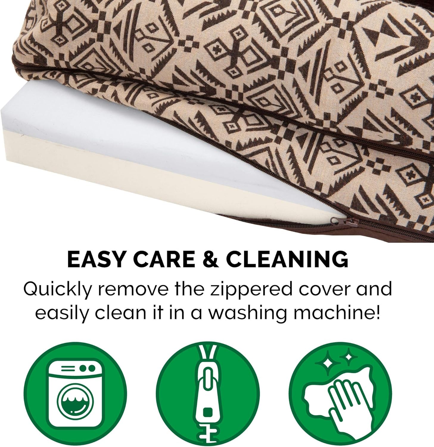 Memory Foam Dog Bed for Large Dogs W/ Removable Bolsters & Washable Cover, for Dogs up to 125 Lbs - Plush & Southwest Kilim Woven Decor Sofa - Desert Brown, Jumbo Plus/Xxl