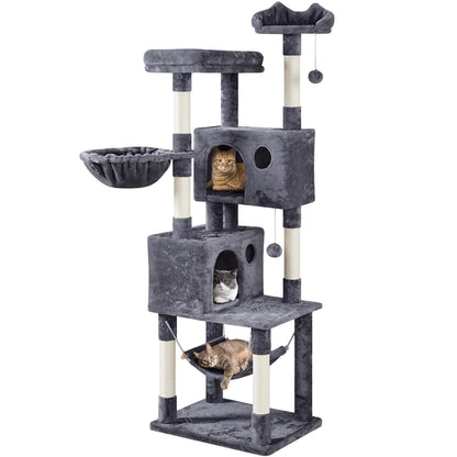 73"H Multi-Level Cat Tree Tower with Condos and Perches, Dark Gray