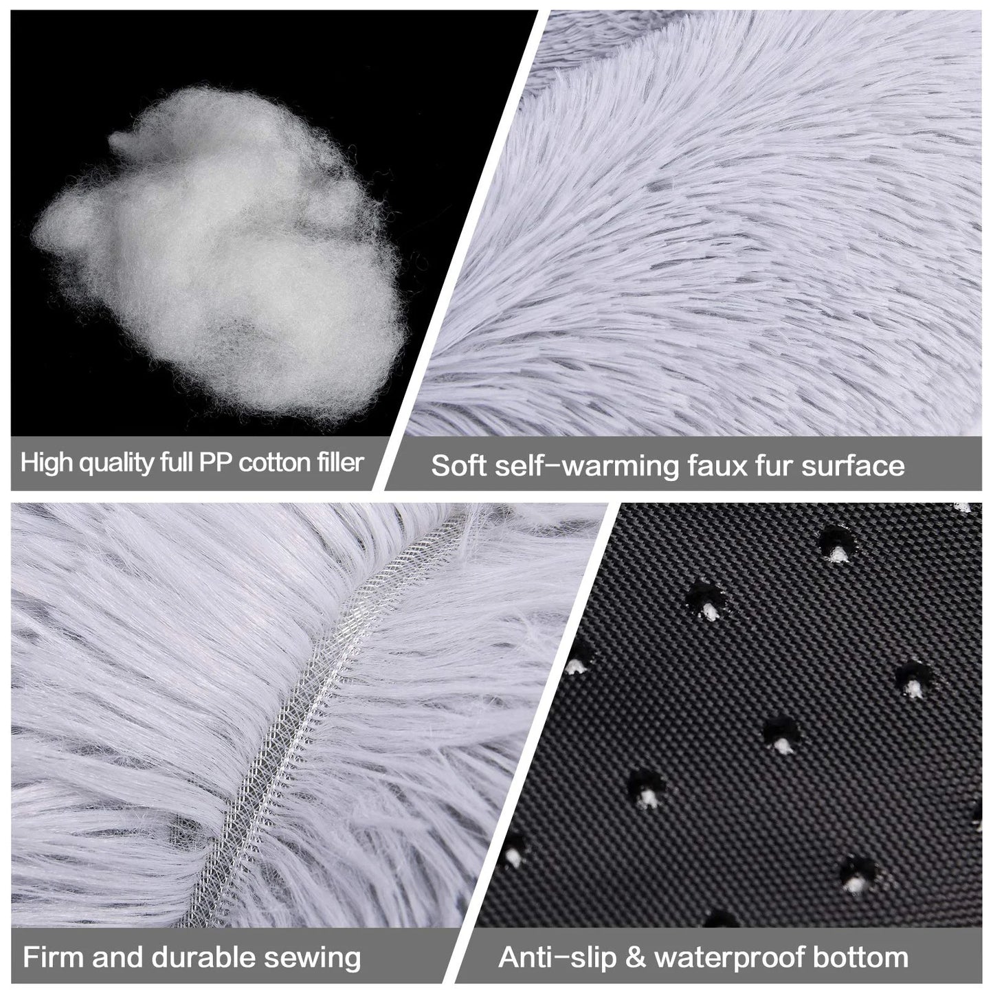 Rectangle Plush Dog Bed Cat Beds for Small Dogs,Washable Medium Pet Beds Medium（26X22X7In,Under 25 Lbs）, Lightgrey