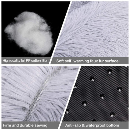 Rectangle Plush Dog Bed Cat Beds for Small Dogs,Washable Medium Pet Beds Medium（26X22X7In,Under 25 Lbs）, Lightgrey