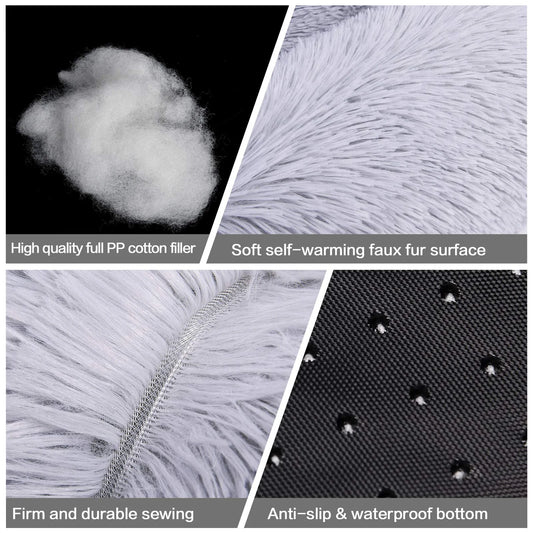 Rectangle Plush Dog Bed Cat Beds for Small Dogs,Washable Medium Pet Beds Medium（26X22X7In,Under 25 Lbs）, Lightgrey