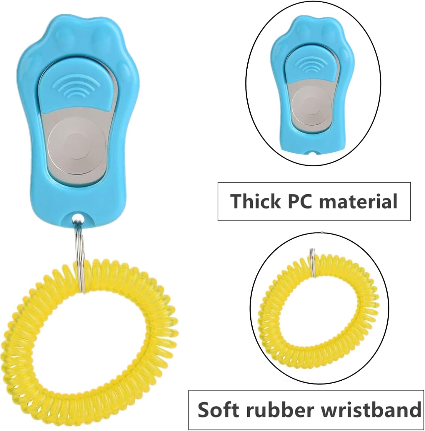 Dog Clicker for Training, 2 Packs Dog Training Clicker Pet Behavioral Training Clicker, Adjustable 3 Gears Pet Dog Training Clicker with Wrist Strap for Dogs Cats Birds Horses, Sky Blue