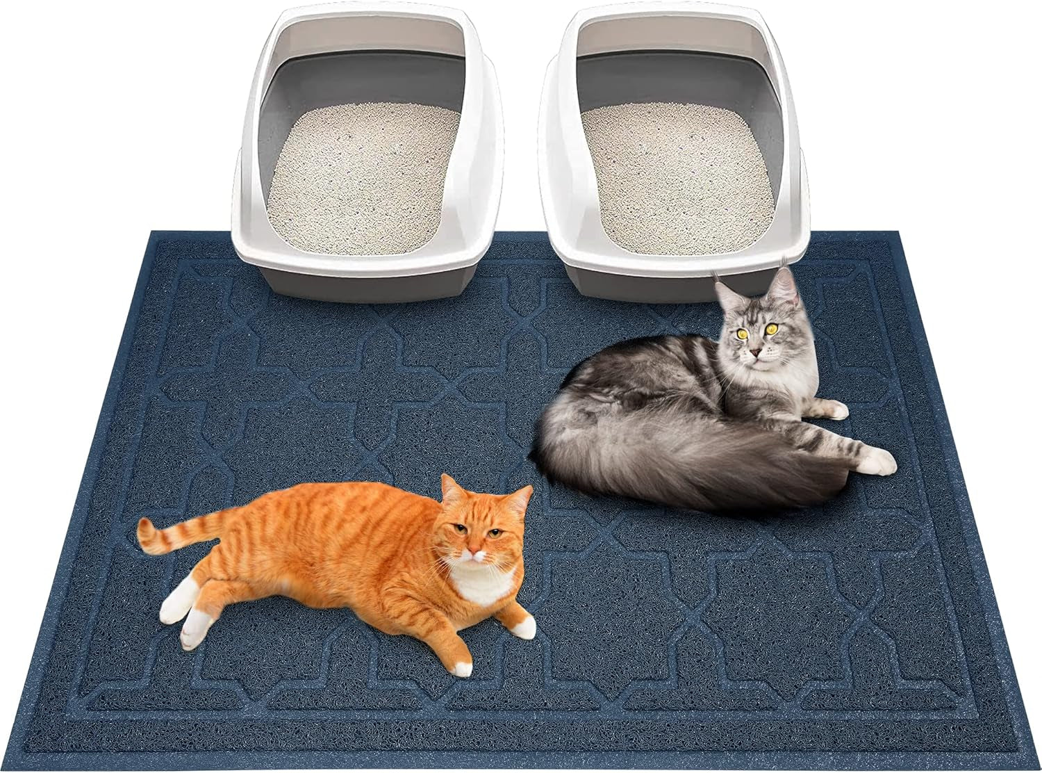 Cat Litter Mat, 35.4"X23.6" Litter Box Mat with Litter Lock Mesh, Soft Cat Litter Mat Litter Trapping Mat, Easy to Clean, Non-Slip, Water Resistant, Litter Free Floors, Dark Grey