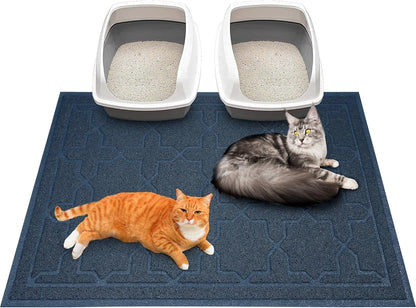 Cat Litter Mat, 35.4"X23.6" Litter Box Mat with Litter Lock Mesh, Soft Cat Litter Mat Litter Trapping Mat, Easy to Clean, Non-Slip, Water Resistant, Litter Free Floors, Dark Grey