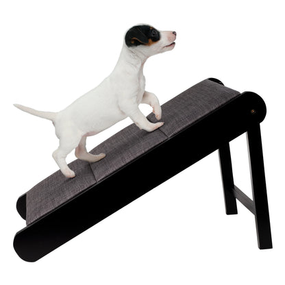 Foldable Wooden Pet Ramp for Beds, Couches, or Vehicles (Brown)