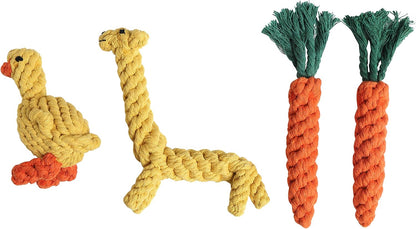 Dog Chew Toys Rope - Rope Puppy Chew Toys Washable Cotton Rope Toys Set for Small Dog Puppy Pet(4 Packs/Set)