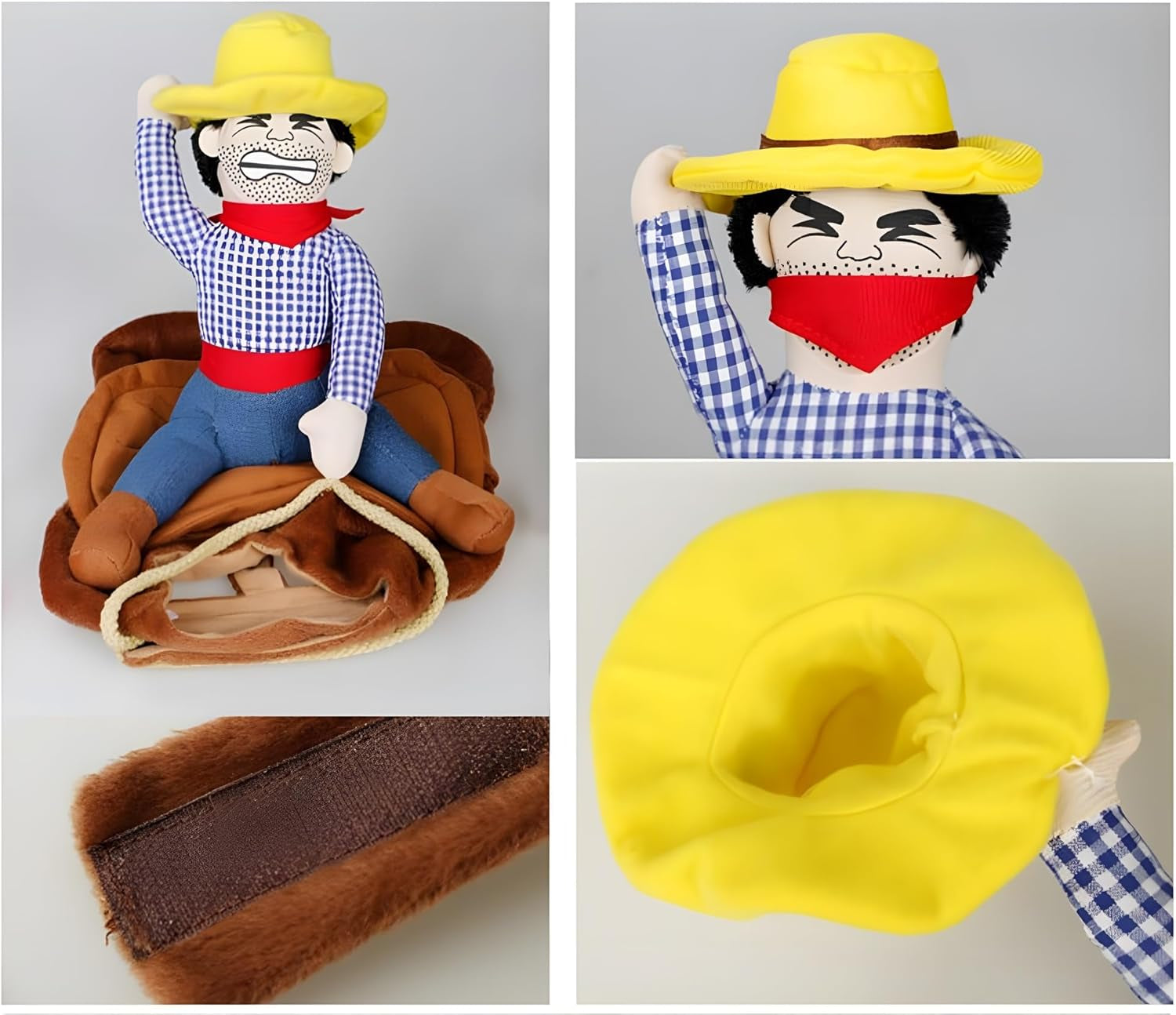 Dog Halloween Costume Funny Dog Cowboy Riding Costume Pet Costume Cat Suit Cowboy Rider Style for Small Medium Large Dogs (Cowboy, Medium)