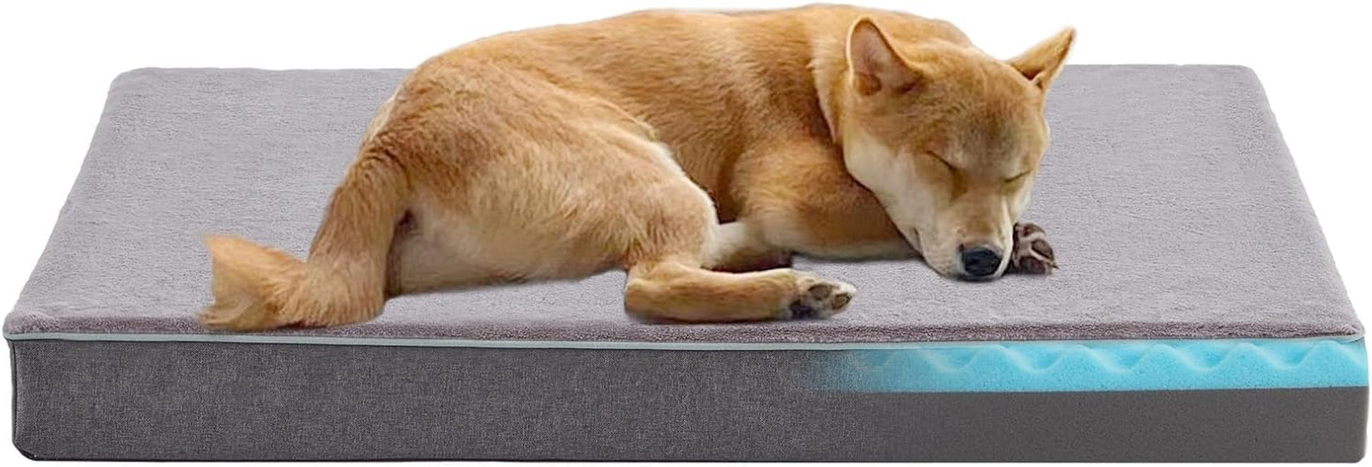 Orthopedic Memory Foam Dog Bed,Cooling Dog Beds for Medium Dogs, Washable Pet Beds for Crate with Faux Fur Cover, Waterproof Lining, M(29Inch)
