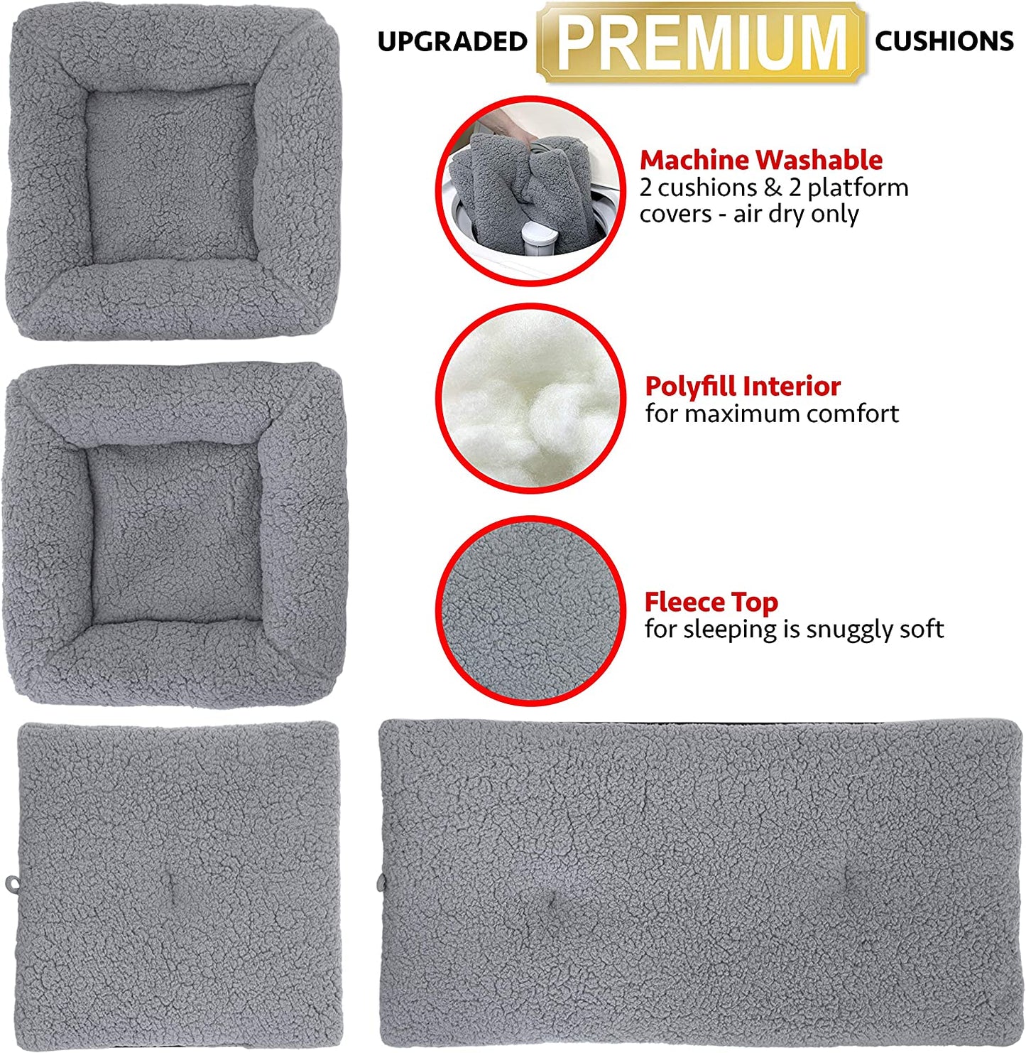 Large Stackable Grey Condo, Cat Cube, Cat House, Pop up Bed, Cat Ottoman, Mansion