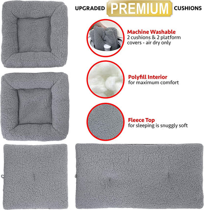 Large Stackable Grey Condo, Cat Cube, Cat House, Pop up Bed, Cat Ottoman, Mansion