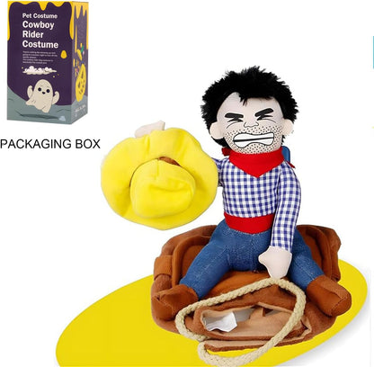 Dog Halloween Costume Funny Dog Cowboy Riding Costume Pet Costume Cat Suit Cowboy Rider Style for Small Medium Large Dogs (Cowboy, Medium)