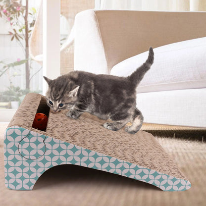 2-In-1 Cat Scratcher Cardboard, Corrugate Cat Scratch Pad with Ball Toy, Catnip, Removable