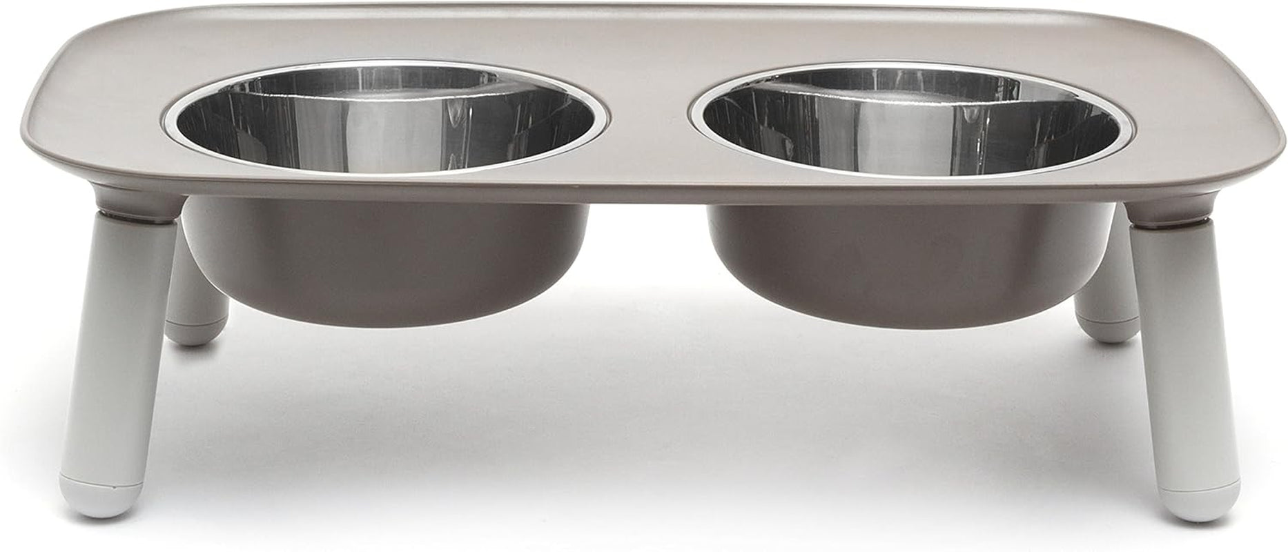 Elevated Double Feeder with Stainless Bowls | Adjustable Height 3”, 5”, or 10” | Adjustable Standing Feeder for Dogs | 5 Cups per Bowl | Dark Grey