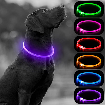 LED Dog Collar Light - USB Rechargeable Light up Dog Collars, DIY Flash LED Dog Necklace for Your Dogs Walking at Night (Red)