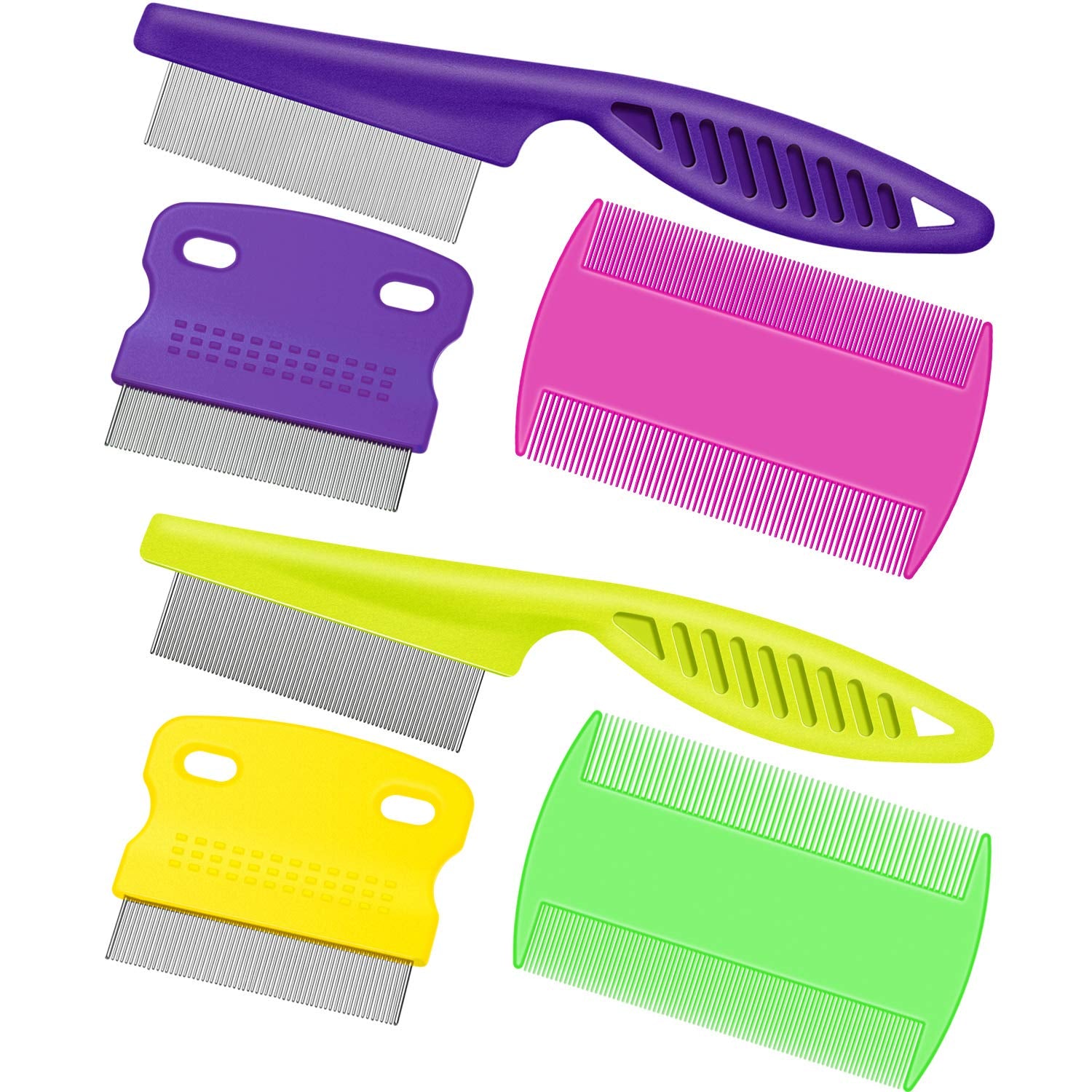 6 Pieces Pet Lice Combs Dog Grooming Flea Cat Tear Stain Comb for Removal Dandruff, Hair Stain, Nit(White, Yellow, Green, Purple, Orange, Dark Blue)