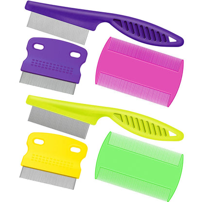 6 Pieces Pet Lice Combs Dog Grooming Flea Cat Tear Stain Comb for Removal Dandruff, Hair Stain, Nit(White, Yellow, Green, Purple, Orange, Dark Blue)