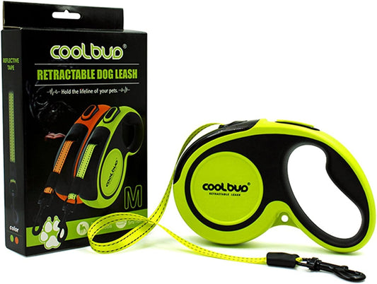 Retractable Dog Leash, 16 Ft Pet Walking Leash for Medium Dogs up to 66 Lbs, One Button Break & Lock, Heavy Duty, Strong Nylon Tape, Tangle-Free (Green, Medium)