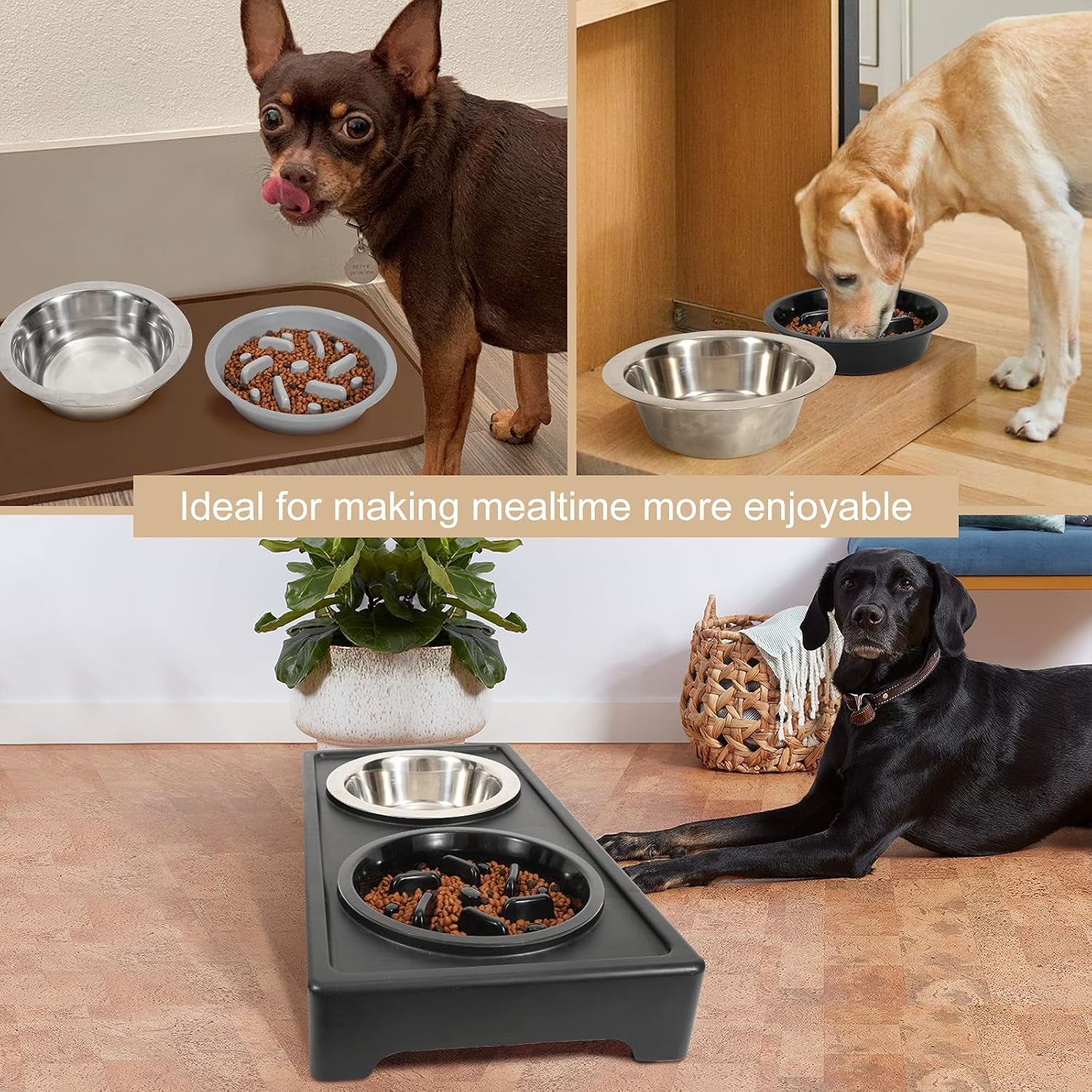 Slow Feeder Dog Bowl - BPA, PVC, and Phthalate-Free - Suitable for Most Raised Feeders - Non-Slip Maze Design - Can Be Used for All Food Types