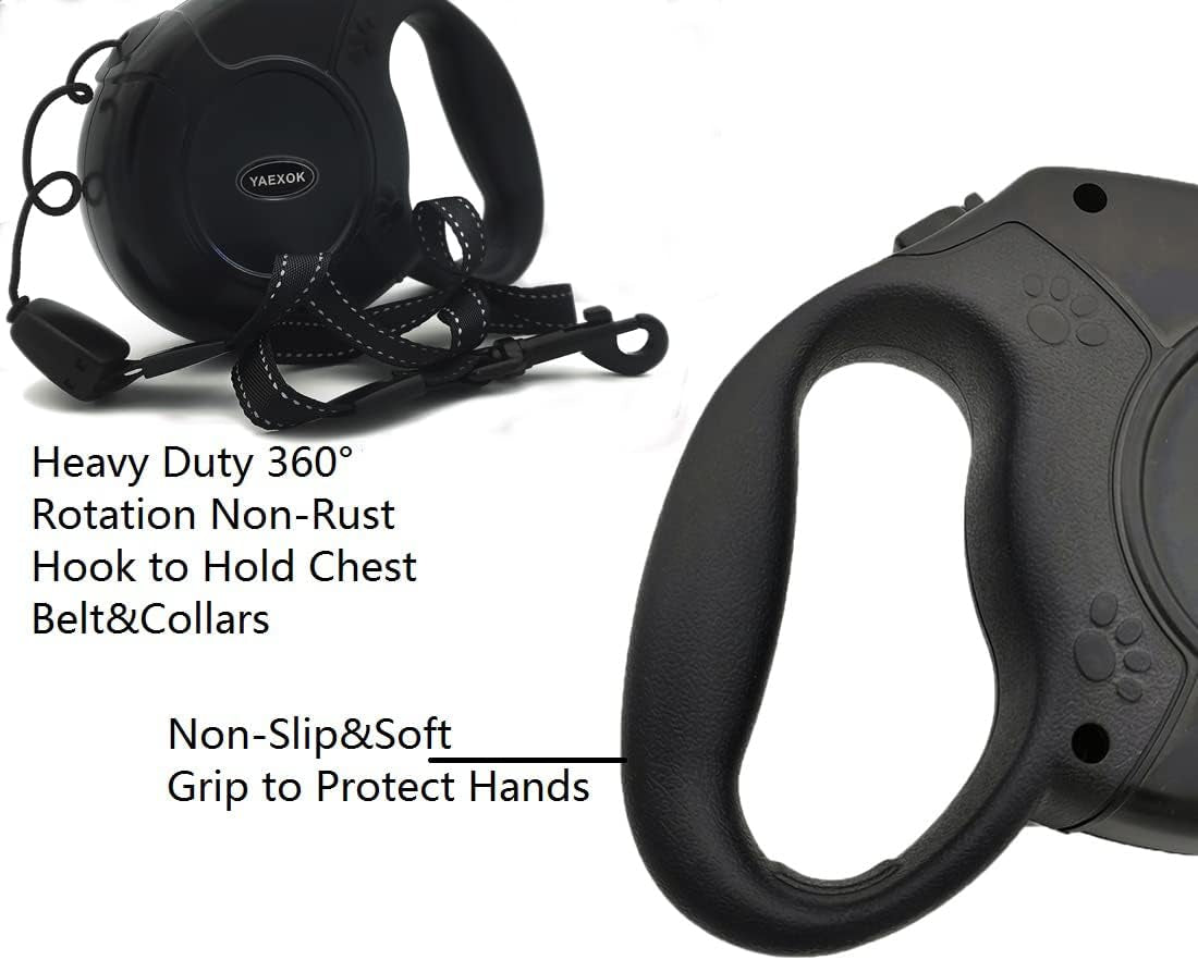 Heavy Duty Retractable Dog Leash 26Ft,Pet Long Walking Leashes Leads for Small Medium Large Dogs Doggie up to 110Lbs (Black)
