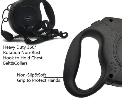 Heavy Duty Retractable Dog Leash 26Ft,Pet Long Walking Leashes Leads for Small Medium Large Dogs Doggie up to 110Lbs (Black)