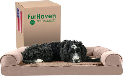 Memory Foam Dog Bed for Large Dogs W/ Removable Bolsters & Washable Cover, for Dogs up to 125 Lbs - Plush & Southwest Kilim Woven Decor Sofa - Desert Brown, Jumbo Plus/Xxl