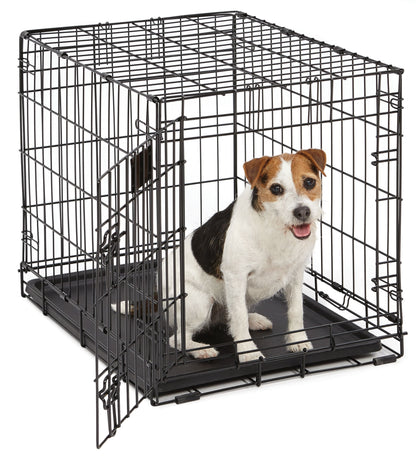 Newly Enhanced Lifestages 24' Single Door Folding Metal Dog Crate with Divider Panel, Floor Protecting Feet, Leak-Proof Dog Pan, 1624, 24L X 18W X 19H Inches, Small Dog Breed