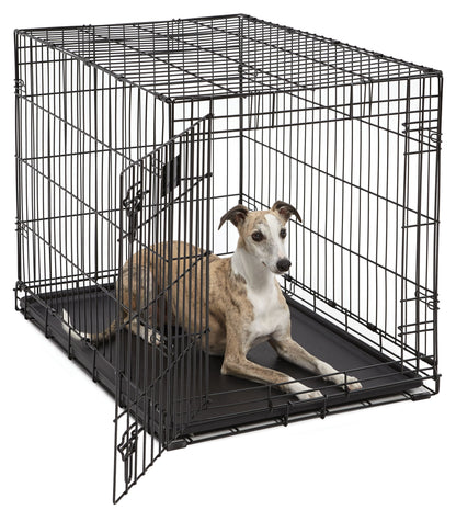 Newly Enhanced Lifestages 24' Single Door Folding Metal Dog Crate with Divider Panel, Floor Protecting Feet, Leak-Proof Dog Pan, 1624, 24L X 18W X 19H Inches, Small Dog Breed