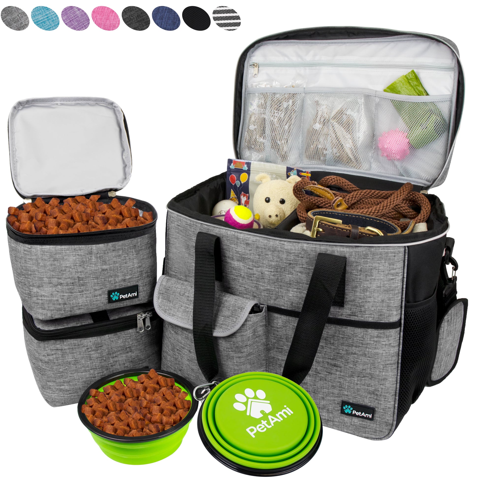 Medium Dog Travel Bag with Food Containers and Bowls, Yellow, 22 L Limit