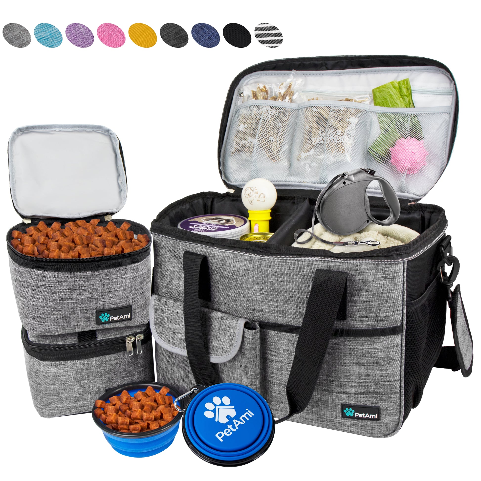 Medium Dog Travel Bag with Food Containers and Bowls, Yellow, 22 L Limit