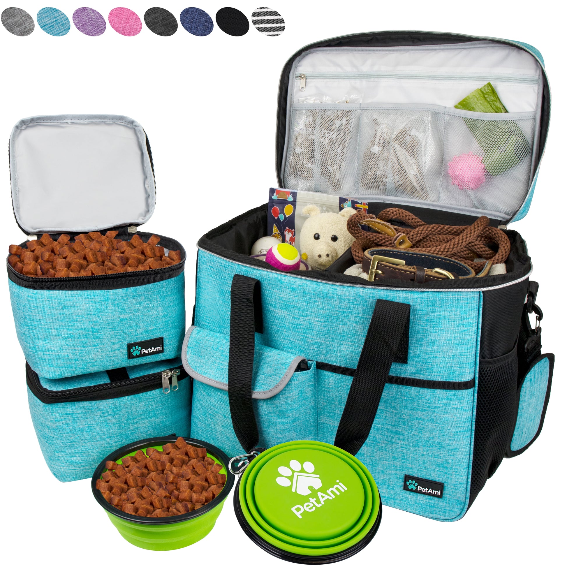 Medium Dog Travel Bag with Food Containers and Bowls, Yellow, 22 L Limit