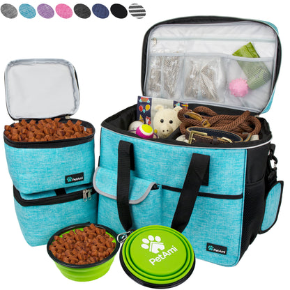 Medium Dog Travel Bag with Food Containers and Bowls, Yellow, 22 L Limit