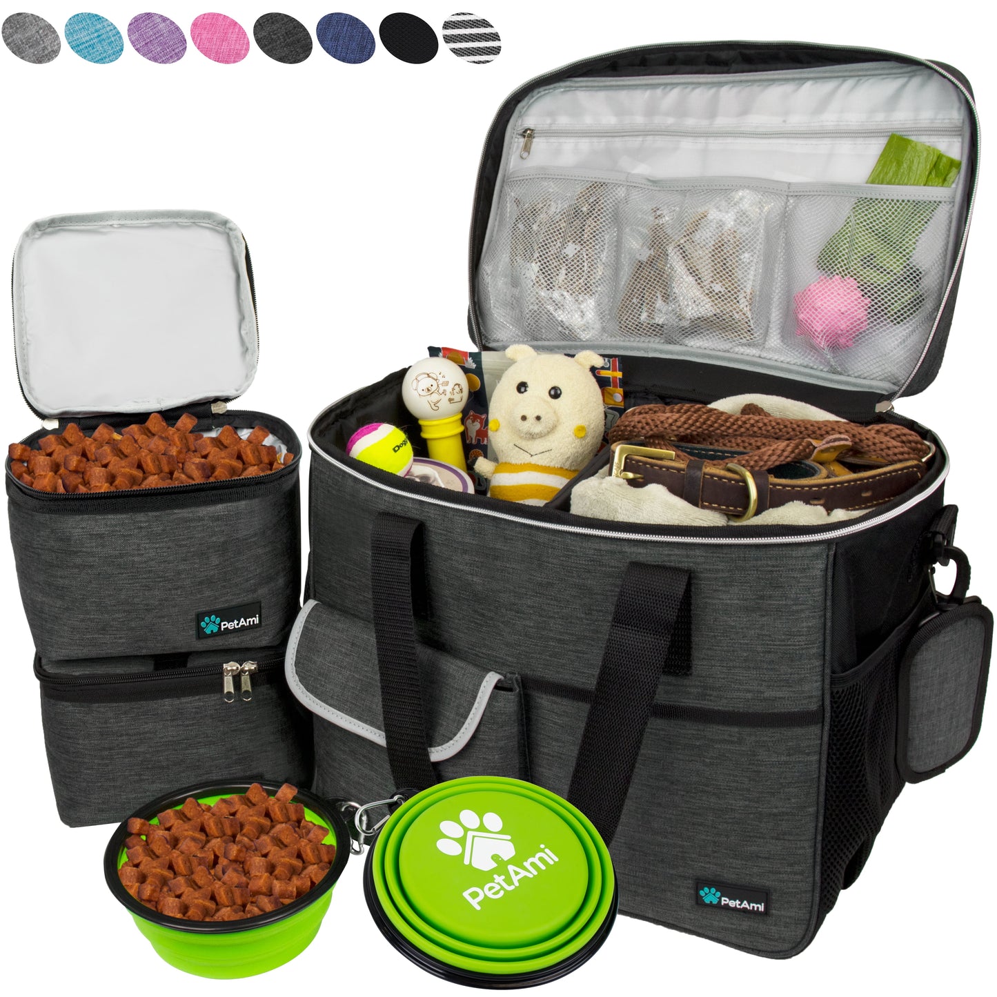 Medium Dog Travel Bag with Food Containers and Bowls, Yellow, 22 L Limit