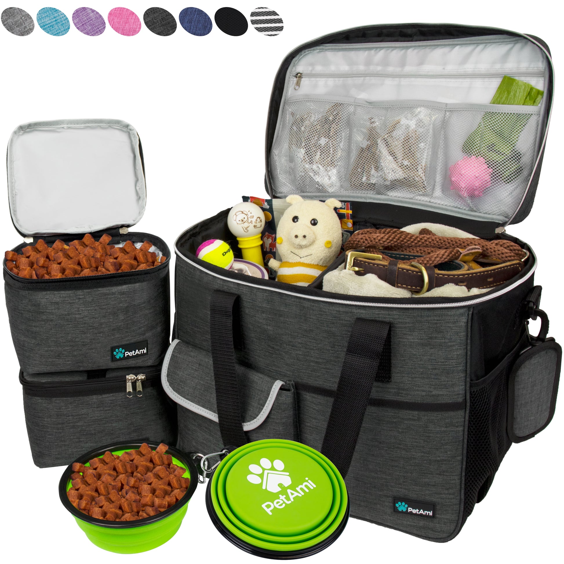 Medium Dog Travel Bag with Food Containers and Bowls, Yellow, 22 L Limit