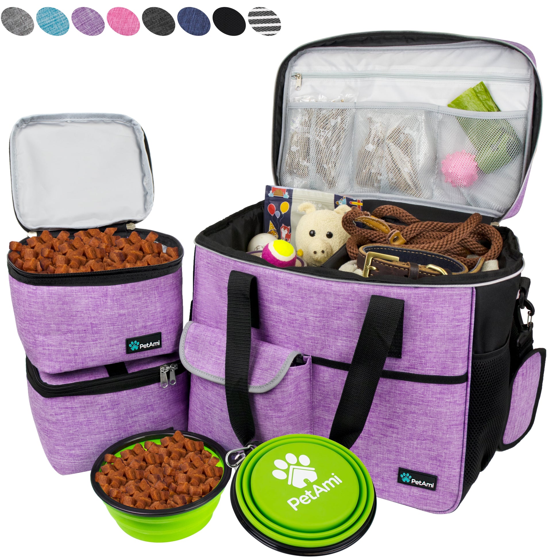 Medium Dog Travel Bag with Food Containers and Bowls, Yellow, 22 L Limit