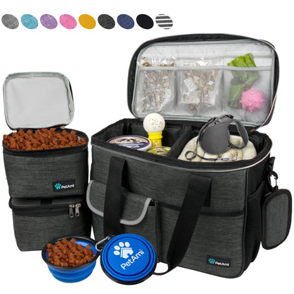 Medium Dog Travel Bag with Food Containers and Bowls, Yellow, 22 L Limit