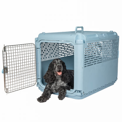 , Dog Kennels, 30" Collapsible Plastic Pet Kennel/Crate, Blue, Medium