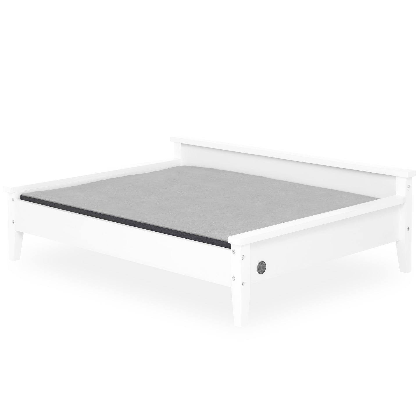 Winston Small Elevated Wooden Pet Bed with Plush Mattress, White