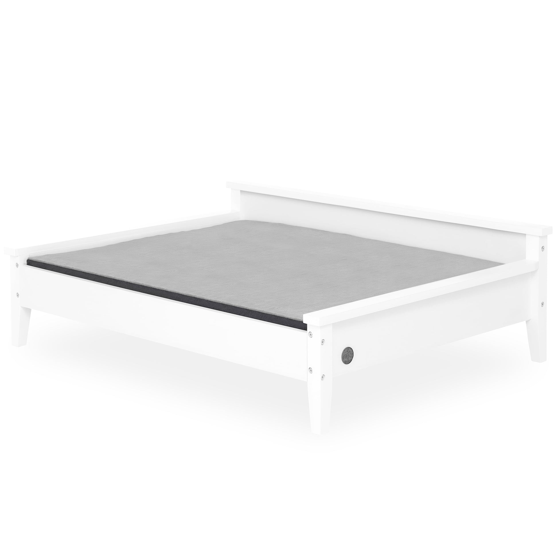 Winston Small Elevated Wooden Pet Bed with Plush Mattress, White
