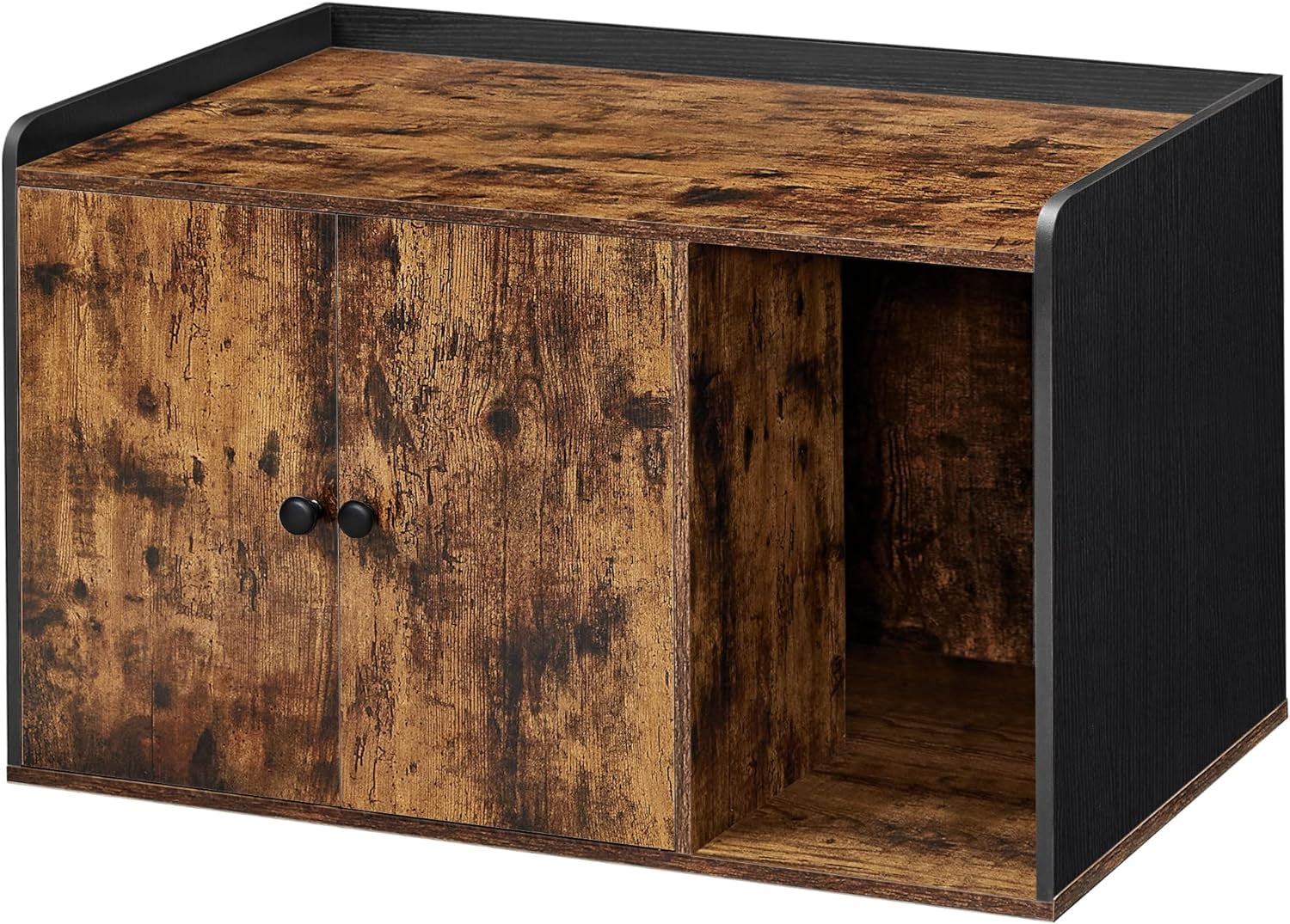 Cat Litter Box Furniture, Hidden Litter Box Enclosure Cabinet with Single Door, Indoor Cat House, End Table, Nightstand, Rustic Brown UPCL004X01