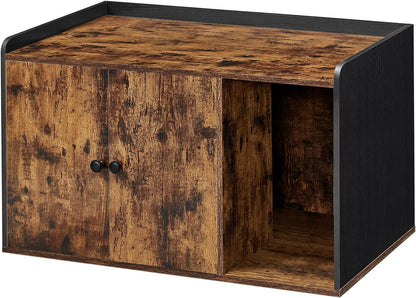 Cat Litter Box Furniture, Hidden Litter Box Enclosure Cabinet with Single Door, Indoor Cat House, End Table, Nightstand, Rustic Brown UPCL004X01