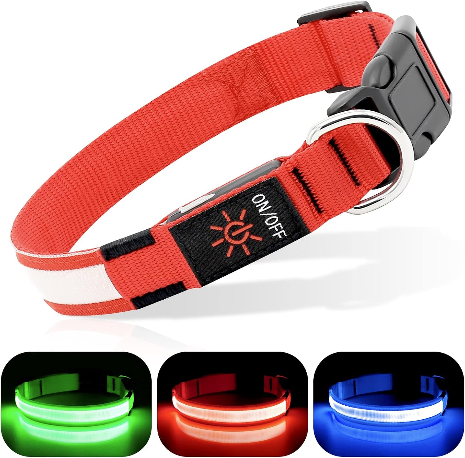 Light up Dog Collars - Rechargeable LED Dog Collar, Adjustable Dog Glow Collar, Reflective Pet Collar, Flashing Dog Lights for Night Walking (Neon Green, Large)