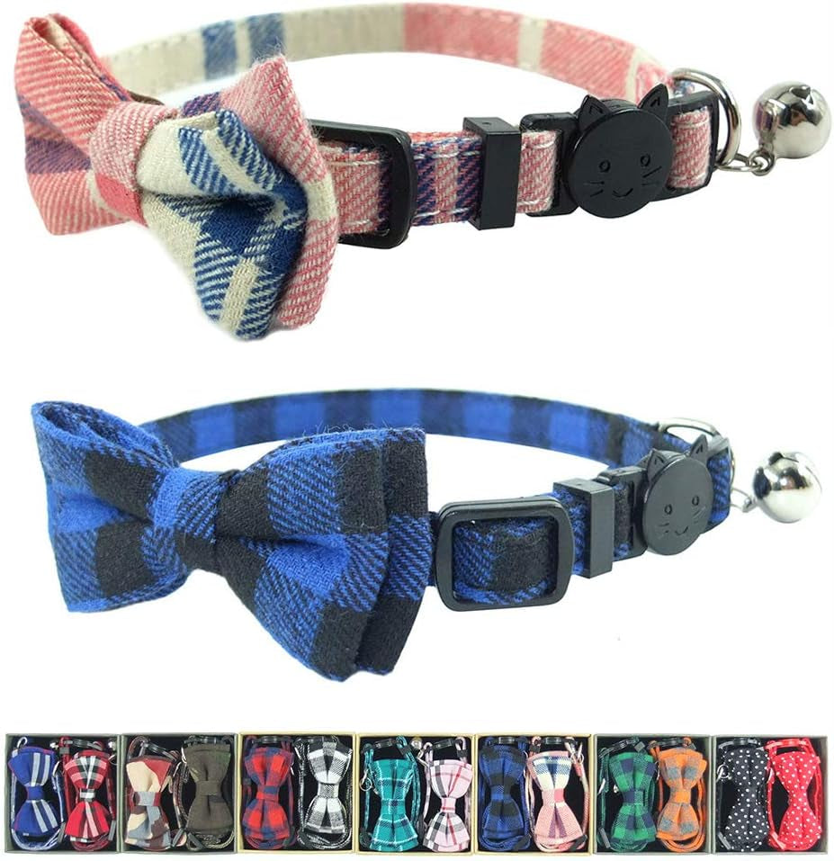 Cat Collar Bowtie with Bell, Quick Release Buckle Safety and Durable Kitties Kittens Cats Breakaway Collar(6.8-10.8In) (Camouflage 2)